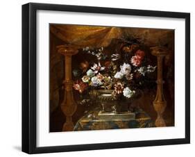 Still Life with Flowers in a Silver Vase with Perfume Burners, C.1690-99-Jean-Baptiste Monnoyer-Framed Giclee Print