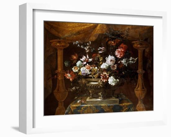 Still Life with Flowers in a Silver Vase with Perfume Burners, C.1690-99-Jean-Baptiste Monnoyer-Framed Giclee Print