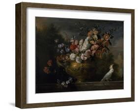 Still Life with Flowers in an Urn, with a Cockatoo, on a Ledge, C.1699-Jakob Bogdani Or Bogdany-Framed Giclee Print