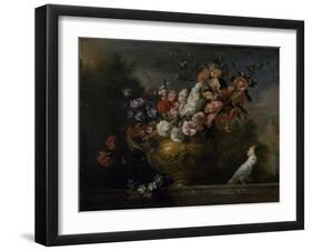 Still Life with Flowers in an Urn, with a Cockatoo, on a Ledge, C.1699-Jakob Bogdani Or Bogdany-Framed Giclee Print