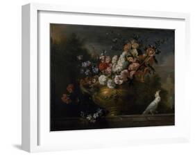 Still Life with Flowers in an Urn, with a Cockatoo, on a Ledge, C.1699-Jakob Bogdani Or Bogdany-Framed Giclee Print