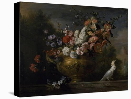 Still Life with Flowers in an Urn, with a Cockatoo, on a Ledge, C.1699-Jakob Bogdani Or Bogdany-Stretched Canvas
