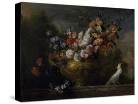 Still Life with Flowers in an Urn, with a Cockatoo, on a Ledge, C.1699-Jakob Bogdani Or Bogdany-Stretched Canvas