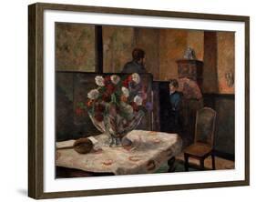 Still Life with Flowers, Interior of the Artist's Apartment, Rue Carcel, Paris-Paul Gauguin-Framed Giclee Print