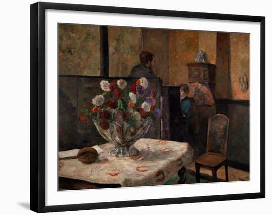 Still Life with Flowers, Interior of the Artist's Apartment, Rue Carcel, Paris-Paul Gauguin-Framed Giclee Print