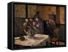 Still Life with Flowers, Interior of the Artist's Apartment, Rue Carcel, Paris-Paul Gauguin-Framed Stretched Canvas