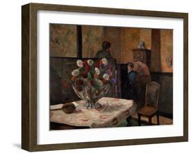 Still Life with Flowers, Interior of the Artist's Apartment, Rue Carcel, Paris-Paul Gauguin-Framed Giclee Print