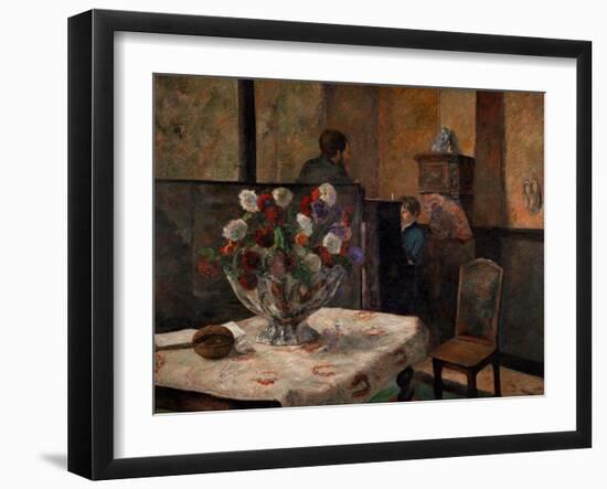 Still Life with Flowers, Interior of the Artist's Apartment, Rue Carcel, Paris-Paul Gauguin-Framed Giclee Print