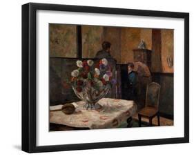 Still Life with Flowers, Interior of the Artist's Apartment, Rue Carcel, Paris-Paul Gauguin-Framed Giclee Print