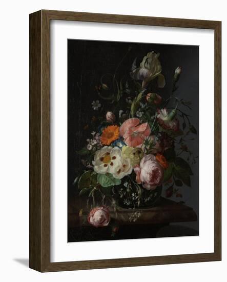 Still Life with Flowers on a Marble Tabletop-Rachel Ruysch-Framed Art Print