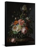 Still Life with Flowers on a Marble Tabletop-Rachel Ruysch-Framed Stretched Canvas