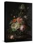 Still Life with Flowers on a Marble Tabletop-Rachel Ruysch-Stretched Canvas