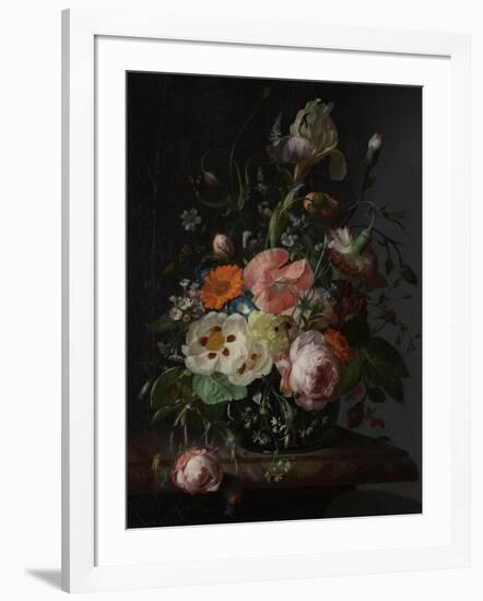 Still Life with Flowers on a Marble Tabletop-Rachel Ruysch-Framed Art Print