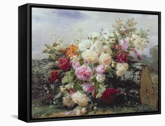 Still Life with Flowers-Jean Baptiste Claude Robie-Framed Stretched Canvas