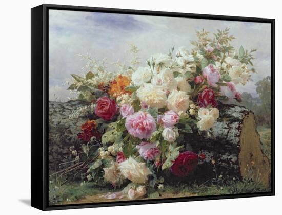 Still Life with Flowers-Jean Baptiste Claude Robie-Framed Stretched Canvas