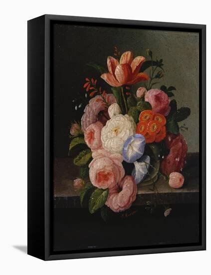 Still Life with Flowers-Thomas Birch-Framed Stretched Canvas
