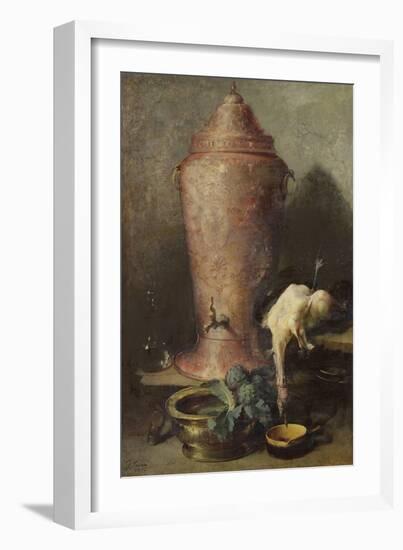 Still Life with Fountain, 1894 (Oil on Canvas)-Guillaume Romain Fouace-Framed Giclee Print