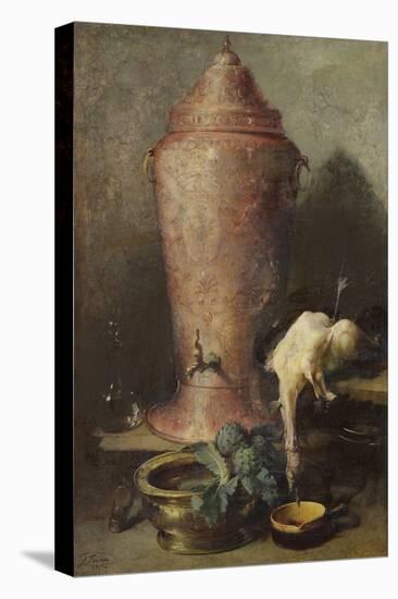 Still Life with Fountain, 1894 (Oil on Canvas)-Guillaume Romain Fouace-Stretched Canvas