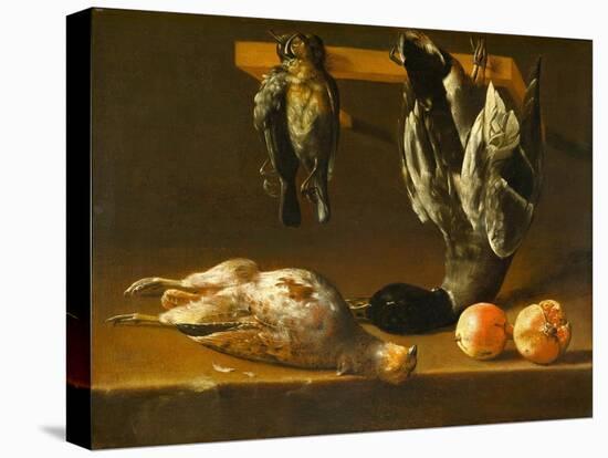 Still Life with Fowl and Pomegranates, c.1620-1640-Alejandro de Loarte-Stretched Canvas