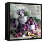 Still Life with Fresh Plums in and in Front of Pots & Pans-null-Framed Stretched Canvas