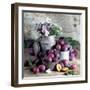 Still Life with Fresh Plums in and in Front of Pots & Pans-null-Framed Photographic Print