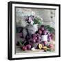 Still Life with Fresh Plums in and in Front of Pots & Pans-null-Framed Photographic Print