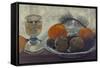 Still life with frosted glass cup, apples and pine branch. About 1902-Paula Modersohn-Becker-Framed Stretched Canvas