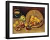 Still Life with Fruit and a Basket, (Oil on Canvas)-Nina Hamnett-Framed Giclee Print