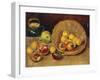 Still Life with Fruit and a Basket, (Oil on Canvas)-Nina Hamnett-Framed Giclee Print