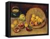 Still Life with Fruit and a Basket, (Oil on Canvas)-Nina Hamnett-Framed Stretched Canvas