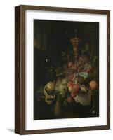 Still Life with Fruit and a Cup on Cocks Legs-Abraham Mignon-Framed Art Print