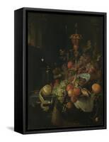Still Life with Fruit and a Cup on Cocks Legs-Abraham Mignon-Framed Stretched Canvas