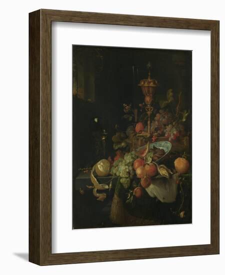 Still Life with Fruit and a Cup on Cocks Legs-Abraham Mignon-Framed Art Print