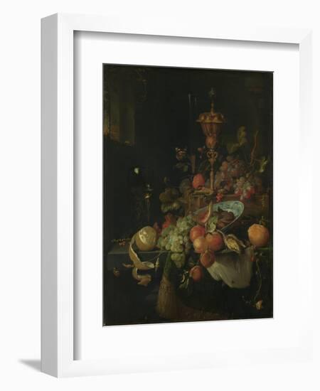 Still Life with Fruit and a Cup on Cocks Legs-Abraham Mignon-Framed Art Print