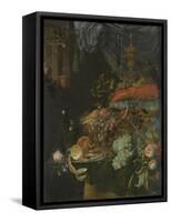 Still Life with Fruit and a Goldfinch-Abraham Mignon-Framed Stretched Canvas