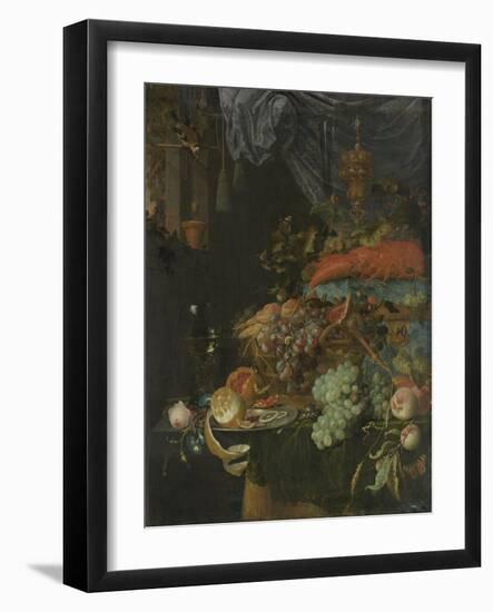 Still Life with Fruit and a Goldfinch-Abraham Mignon-Framed Art Print