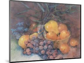 Still Life with Fruit and Bomboo-Shirley Felts-Mounted Art Print