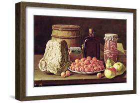 Still Life with Fruit and Cheese-Luis Menendez Or Melendez-Framed Giclee Print