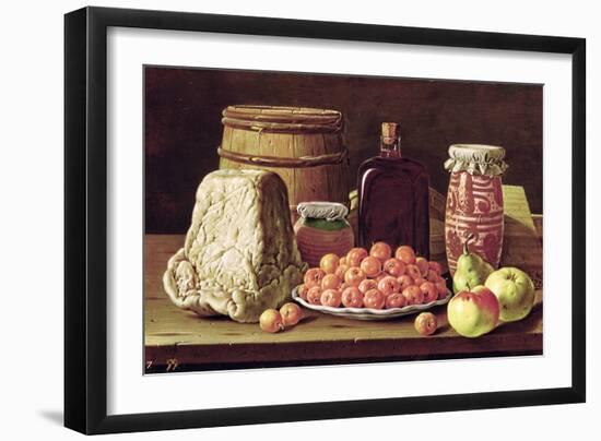 Still Life with Fruit and Cheese-Luis Menendez Or Melendez-Framed Giclee Print