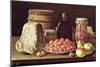 Still Life with Fruit and Cheese-Luis Menendez Or Melendez-Mounted Giclee Print