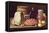 Still Life with Fruit and Cheese-Luis Menendez Or Melendez-Framed Stretched Canvas