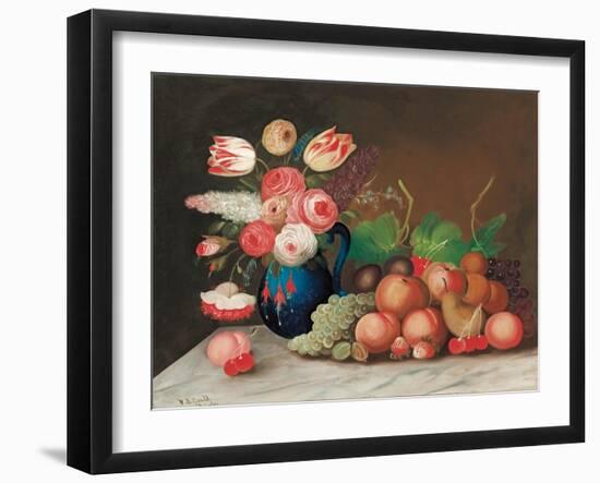 Still Life with Fruit and Flowers, C.1840-William Buelow Gould-Framed Giclee Print