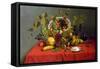 Still Life with Fruit and Flowers-James Miller-Framed Stretched Canvas