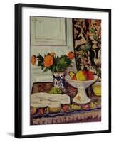 Still Life with Fruit and Marigolds in a Chinese Vase, c.1928-George Leslie Hunter-Framed Giclee Print