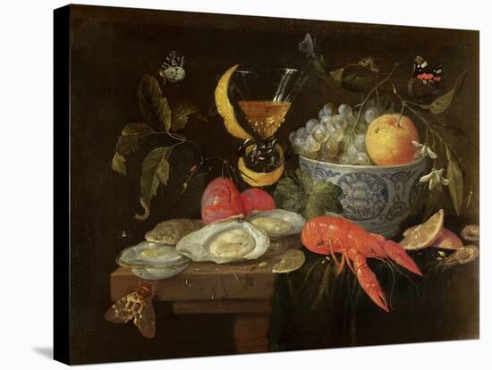 Still Life with Fruit and Shell Fish, 1653-Jan Van, The Elder Kessel-Stretched Canvas