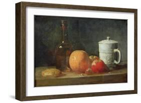 Still Life with Fruit and Wine Bottle-Jean-Baptiste Simeon Chardin-Framed Giclee Print