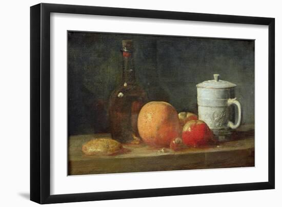 Still Life with Fruit and Wine Bottle-Jean-Baptiste Simeon Chardin-Framed Giclee Print