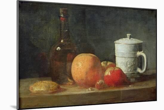 Still Life with Fruit and Wine Bottle-Jean-Baptiste Simeon Chardin-Mounted Giclee Print