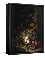 Still Life with Fruit, Flowers, Reptiles and Insects-Rachel Ruysch-Framed Stretched Canvas
