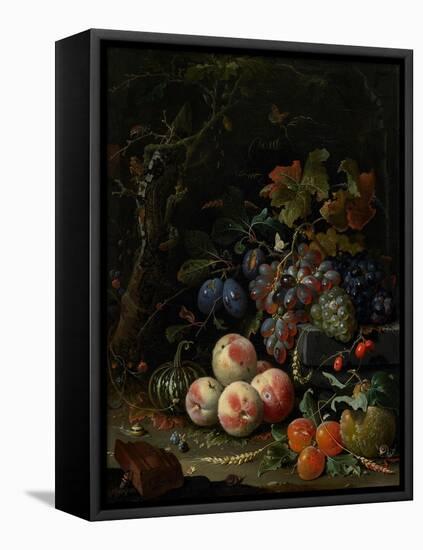 Still Life with Fruit, Foliage and Insects, C.1669-Abraham Mignon-Framed Stretched Canvas